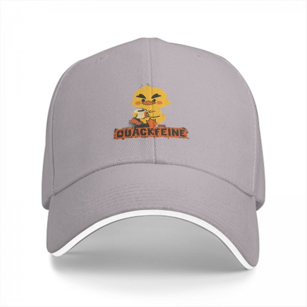 Black Baseball Cap With Cute Duck Holding Coffee Quackfeine Print