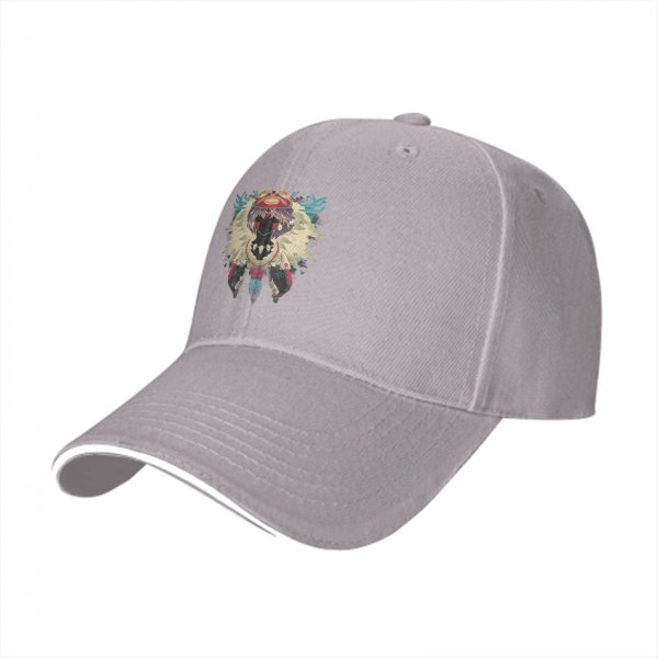 Black Baseball Cap With Fantasy Spirit Warrior Art Print