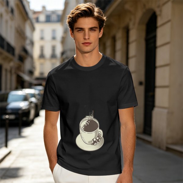 Olive T-Shirt With Hot Cocoa Cup And Marshmallows Graphic Print