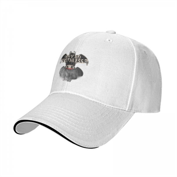Black baseball cap with 'Why So Toothless?' dragon graphic