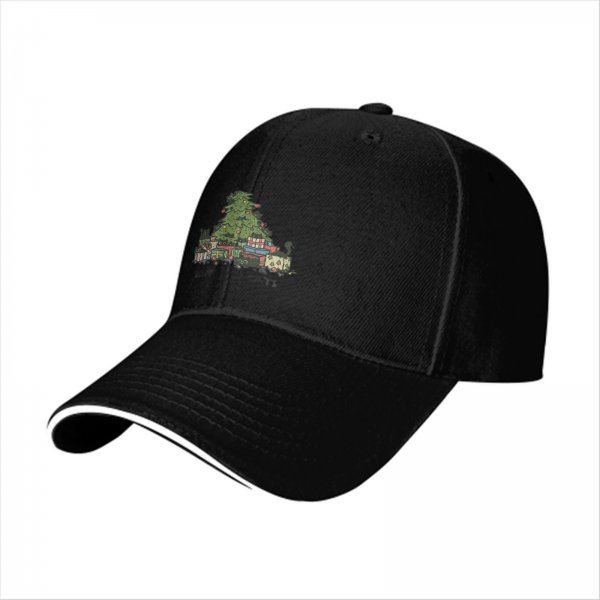 Black Baseball Cap With Christmas Tree And Gifts Festive Design