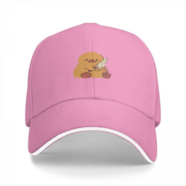 Black Baseball Cap With Cute Duck Holding Knife Graphic