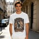 Olive green graphic t-shirt with a high on catip black cat print