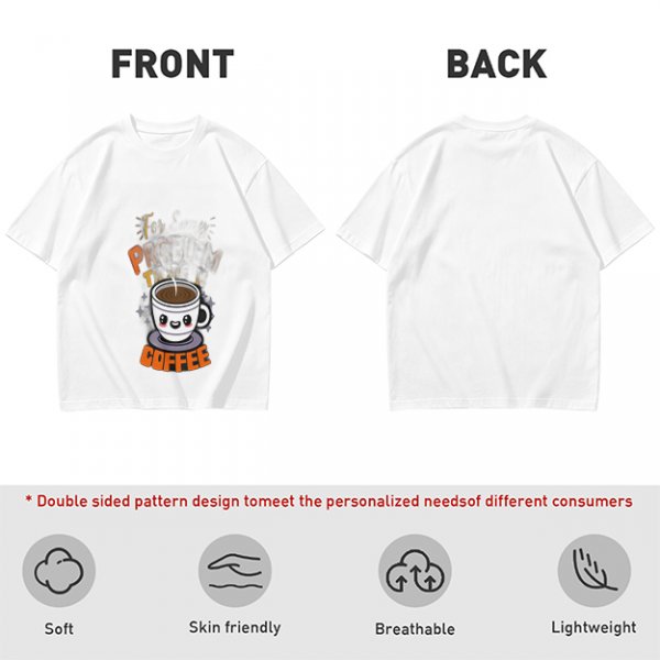 Olive Green T-Shirt With Cute Coffee Cup Graphic and Problem Solution Text