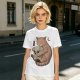 Olive T-Shirt Featuring a Ginger Cat Hugging a Skull