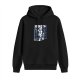 Black hoodie with anime robot graphic and Japanese text print