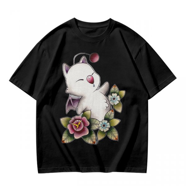Olive T-Shirt Featuring Cute Fantasy Creature and Floral Art