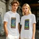 Olive T-Shirt with Psychedelic Time and Space Meltdown Tardis Art
