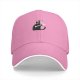 Black baseball cap with a cat holding a bone graphic and text