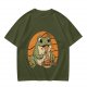 Olive Green T-Shirt Featuring a Frog Eating Spaghetti Graphic
