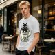 Olive T-Shirt With Black Cat In Coffee Cup 'Everything Is Pawsible With Coffee' Print