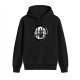 Black Hoodie With Dark Fantasy Mountain Figure Circular Art Print