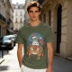Olive T-shirt with Christmas Totoro Riding Catbus Graphic