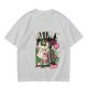 Olive T-Shirt with Punk Rock Cat Singing Microphone Graphic