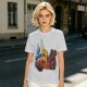 Olive T-Shirt With Cartoon Robot And Winged Vehicle Graphic