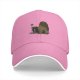 Black baseball cap with whimsical anime-style graphic print