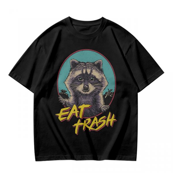 Olive Raccoon Eat Trash Graphic T-Shirt