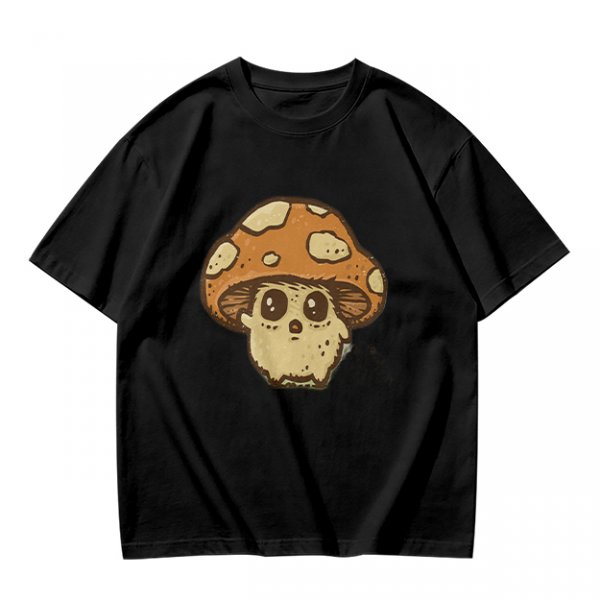 Olive Green T-Shirt With Cute Mushroom Skull Graphic