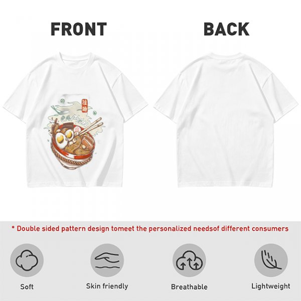Olive Green T-Shirt With Ramen Bowl Graphic Print