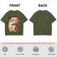 Olive Green T-Shirt With Cute Bagel Tigers Graphic Print