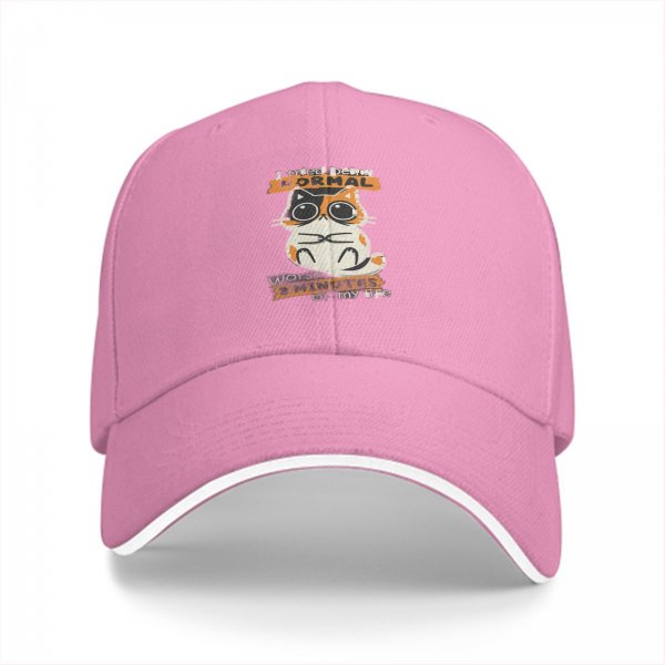 Black baseball cap with 'I tried being normal' calico cat graphic