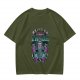 Olive graphic t-shirt with raccoons and 'Bring Us All The Trash' text