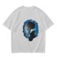 Olive T-Shirt With Anime Character Profile In Blue Cosmic Print