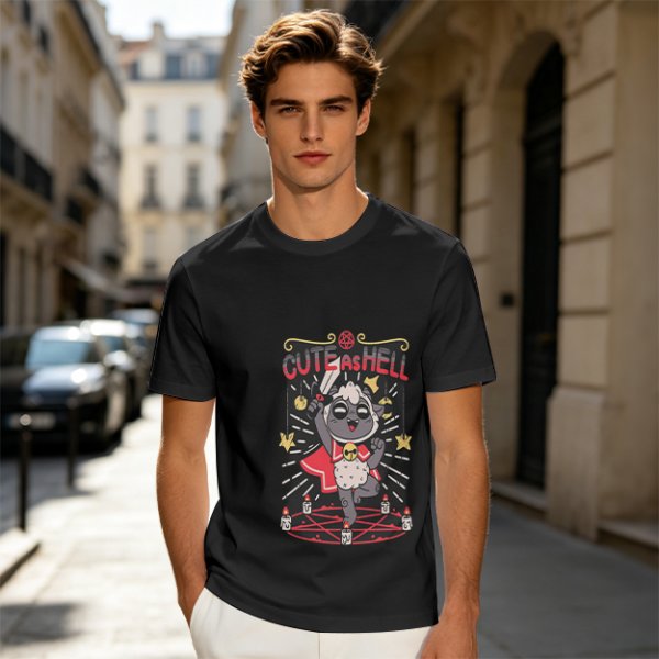 Olive Graphic T-Shirt With Cute As Hell Cult Lamb Print