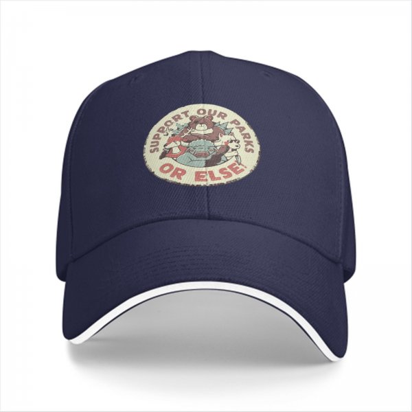 Black baseball cap with 'Support Our Parks Or Else' wildlife graphic