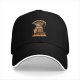 Black baseball cap with coffee and mouse themed graphic design