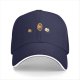 Black baseball cap with cartoon flame and character bike designs