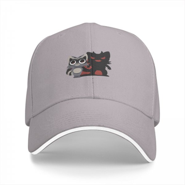 Black Baseball Cap With Cute Raccoon And Evil Shadow Graphic