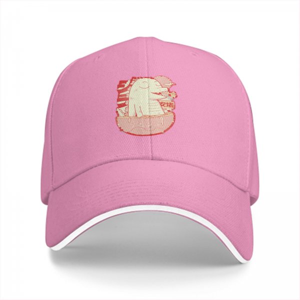 Black Baseball Cap With Cute Dinosaur In Ramen Bowl Graphic