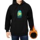 Black hoodie with Totoro nature landscape graphic print