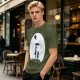 Olive T-Shirt With Moon Silhouette Of Two Children And Umbrella