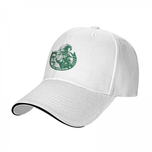 Black baseball cap with witch extra strong potion graphic