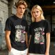Olive T-Shirt with Punk Rock Cat Singing Microphone Graphic