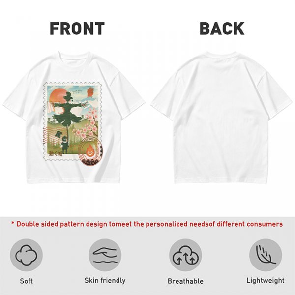 Howl's Moving Castle Stamp Graphic Olive T-Shirt