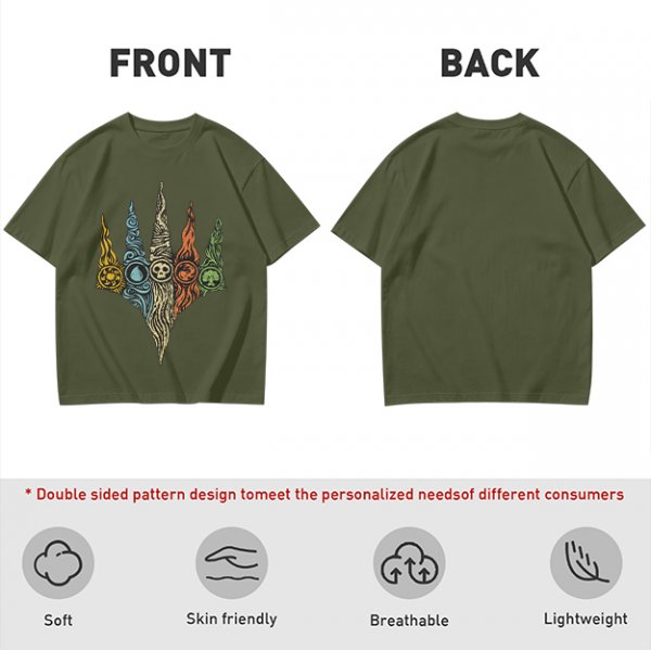 Magic The Gathering Five Mana Symbols Graphic T-Shirt
