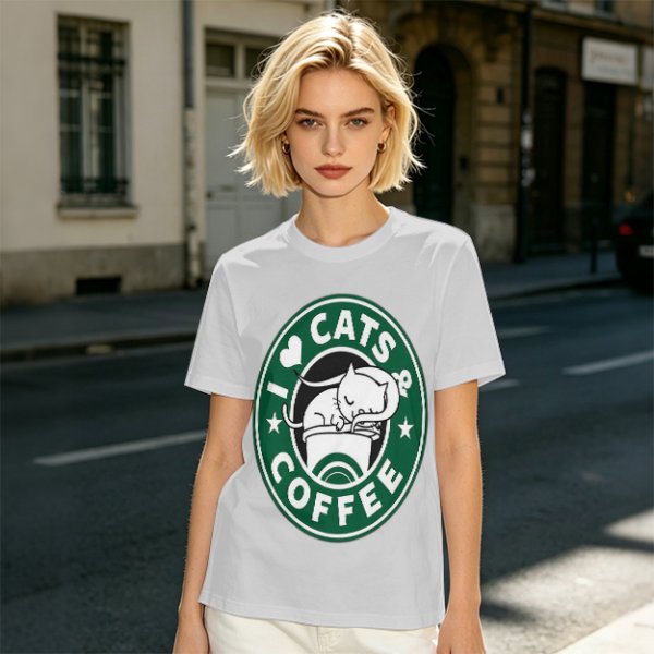 I Love Cats And Coffee Graphic T-Shirt