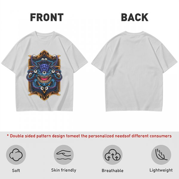Olive T-Shirt With Fantasy Beholder Monster Graphic Print