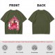 Olive green t-shirt with cute cats and love hearts graphic