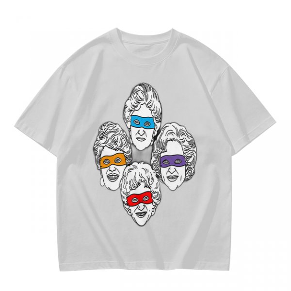 Olive T-Shirt With Golden Girls Ninja Turtle Masks Graphic