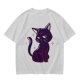 Olive T-Shirt with Sassy Black Cat and Crescent Moon Graphic
