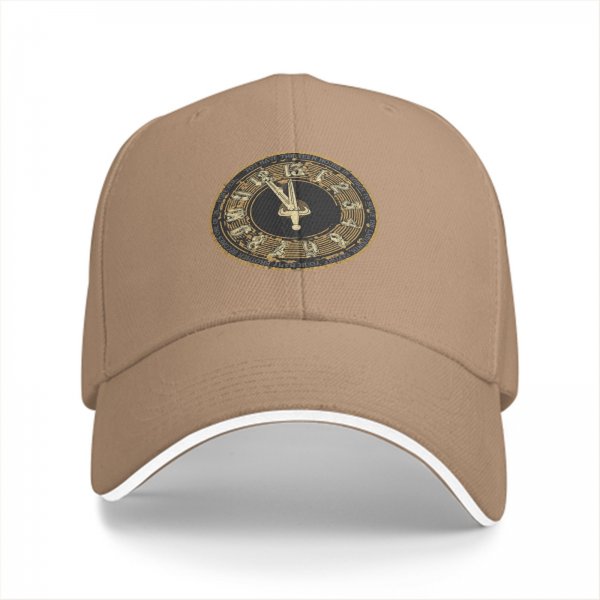 Black baseball cap with vintage clock face graphic