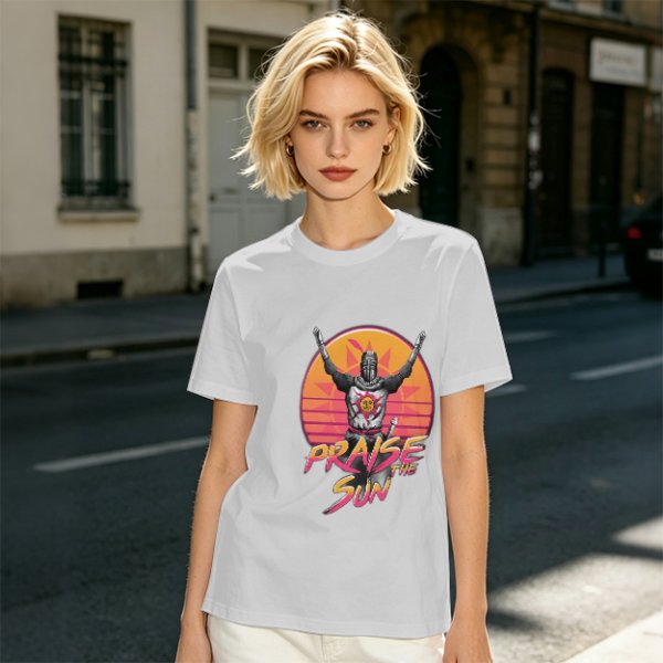 Olive T-Shirt With Praise The Sun Retro Knight Graphic