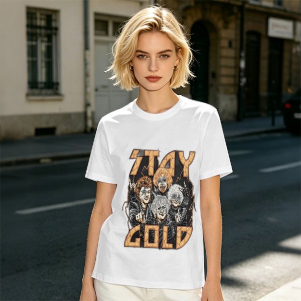 Olive Graphic T-Shirt with Stay Gold Rock Band Artwork