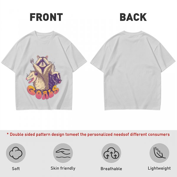 Olive Graphic T-Shirt With Raccoon Opossum Skunk 'GOALS' Print