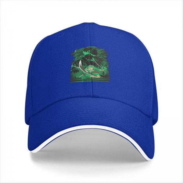 Black Baseball Cap With Anime Swordsman Green Graphic Print