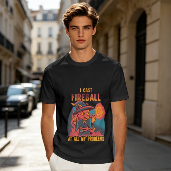 I Cast Fireball At All My Problems Dragon Wizard T-Shirt